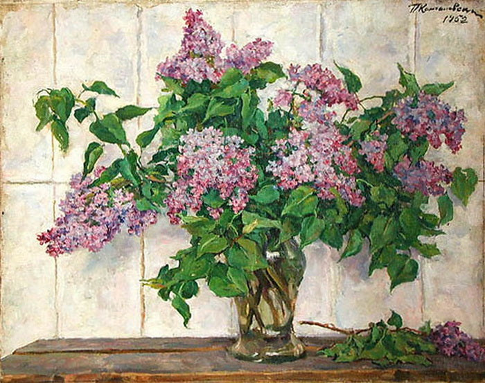 Pyotr Konchalovsky Still Life. Lilacs in a Glass Jar against the Stove. 1952 Fine Art Print
