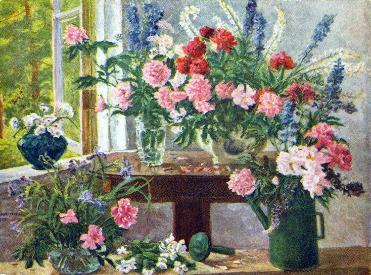Pyotr Konchalovsky Still Life. Peonies and Delphinium. 1953 Fine Art Print