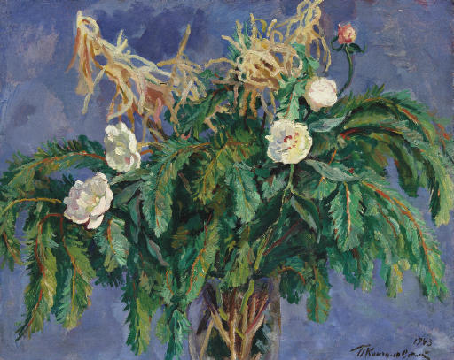 Pyotr Konchalovsky Still Life. Peonies and Spruce Branches. 1943 Fine Art Print
