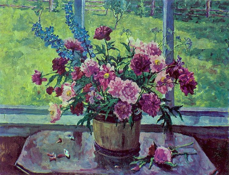 Pyotr Konchalovsky Still Life. Peonies at the Window. 1948 Fine Art Print