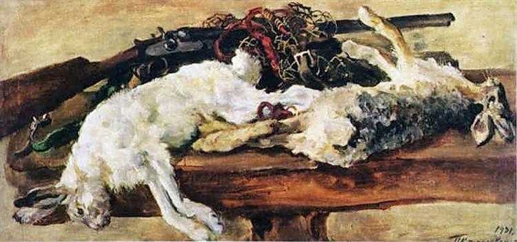 Pyotr Konchalovsky Still Life. Two Rabbits. 1931 Fine Art Print