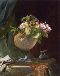 Martin Johnson Heade Still Life with Apple Blossoms in a Nautilus Shell 1870 Fine Art Print