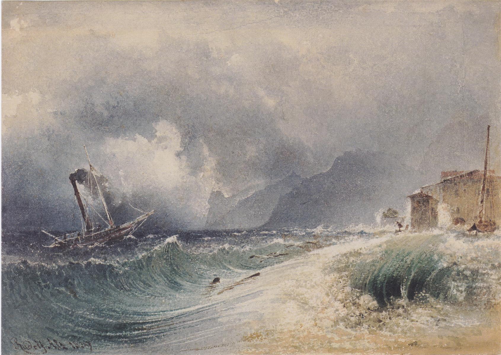 Rudolf von Alt Storm on Lake Garda 1839 Fine Art Print
