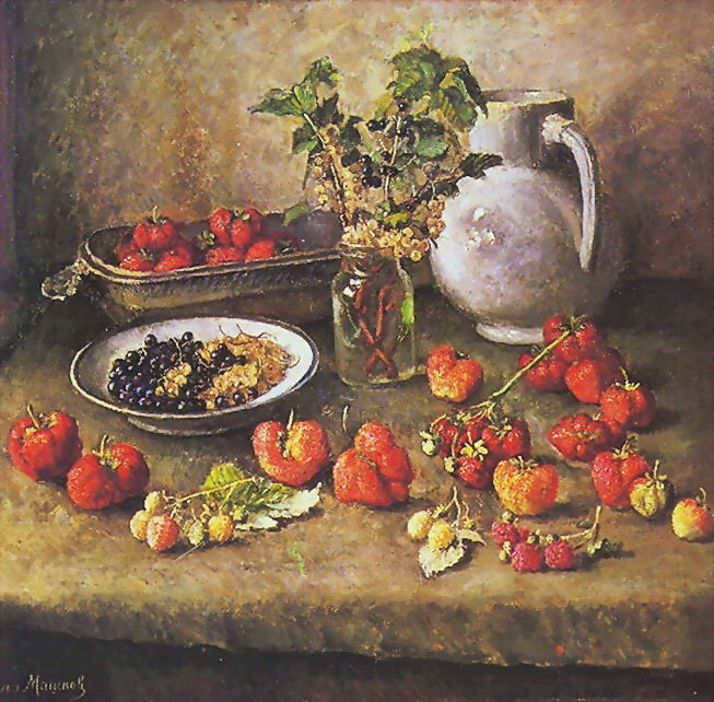 Ilya Mashkov Strawberry and White Jar 1943 Fine Art Print