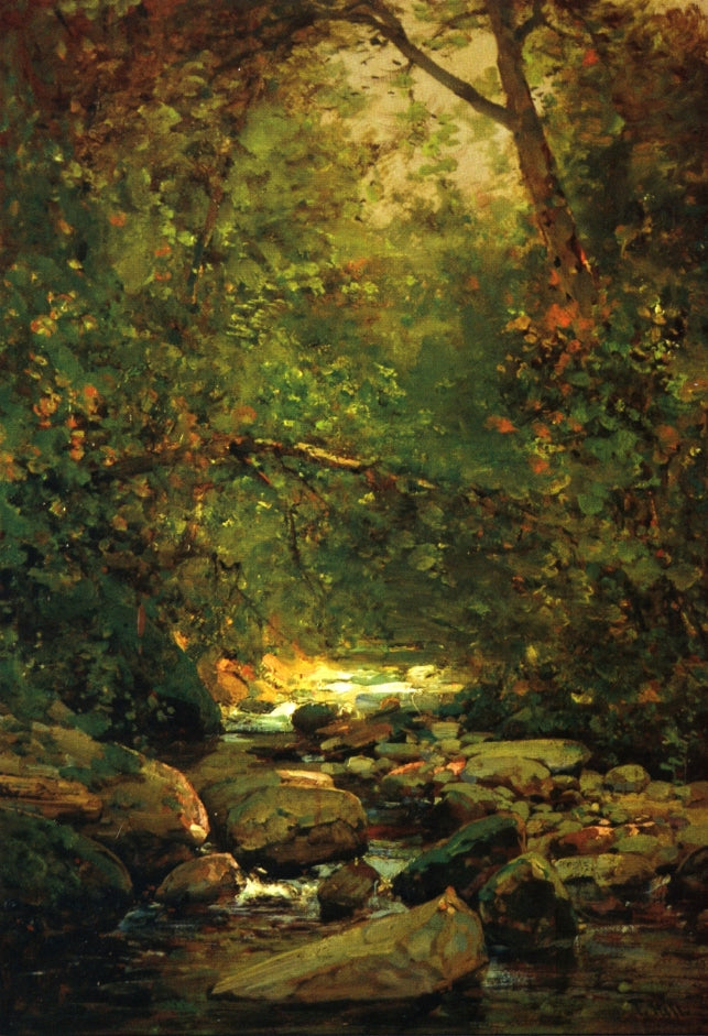 Thomas Hill Stream in Forest Winter 1890 Fine Art Print