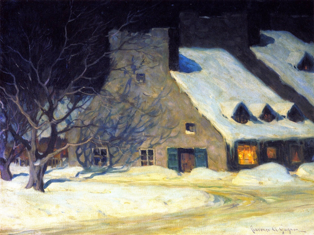 Clarence Gagnon Street Scene, Quebec at Night 1917 Fine Art Print