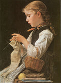 Albrecht Anker Knitting Girl 1884 Fine Art Print
