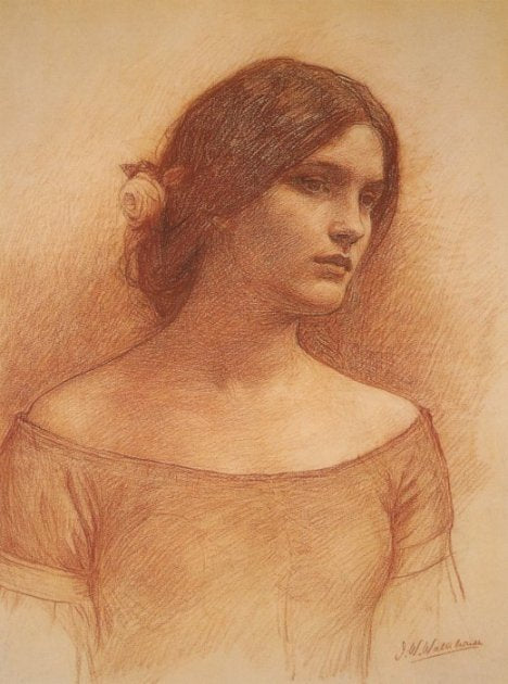 John William Waterhouse Study for 'The Lady Clare' 1900 Fine Art Print