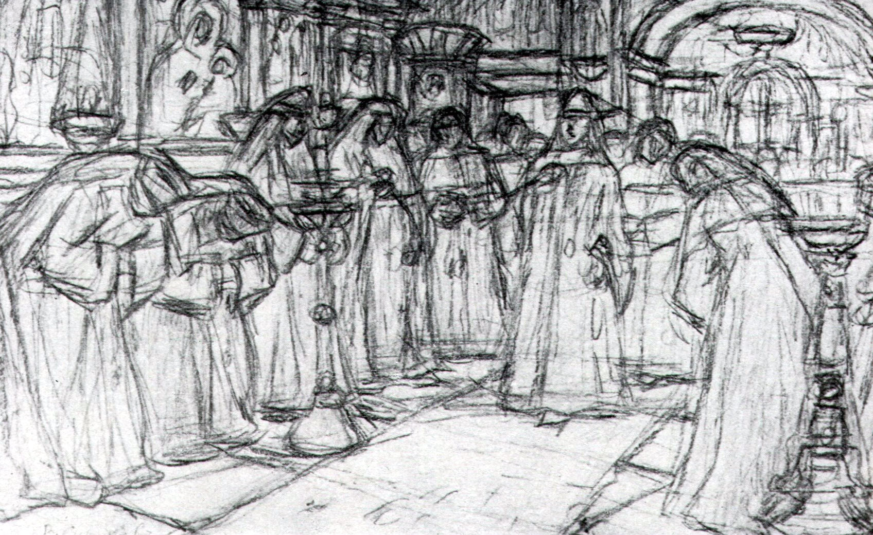 Vasily Surikov Study to "Tsarevna's Visit of Nunnery" 1912 Fine Art Print