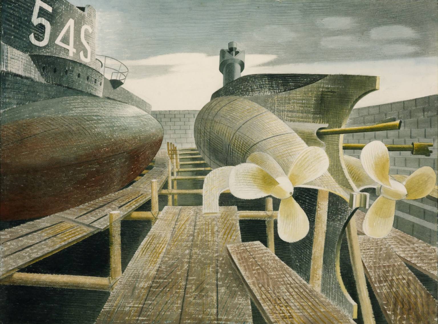 Eric Ravilious Submarines in Dry Dock 1940 Fine Art Print