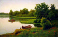 Efim Volkov Summer Landscape with Fisherman 1890 Fine Art Print