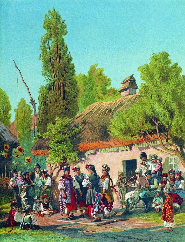 Konstantin Makovsky Sunday Evening in the Village 1879 Fine Art Print