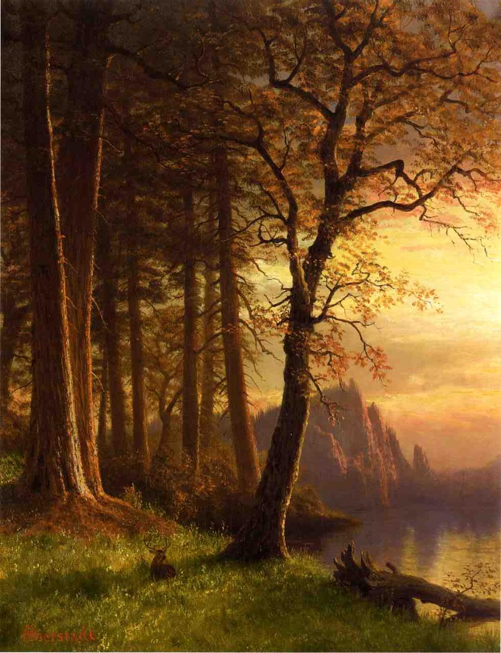 Albert Bierstadt Sunset in California Yosemite 1869 Fine Art Print