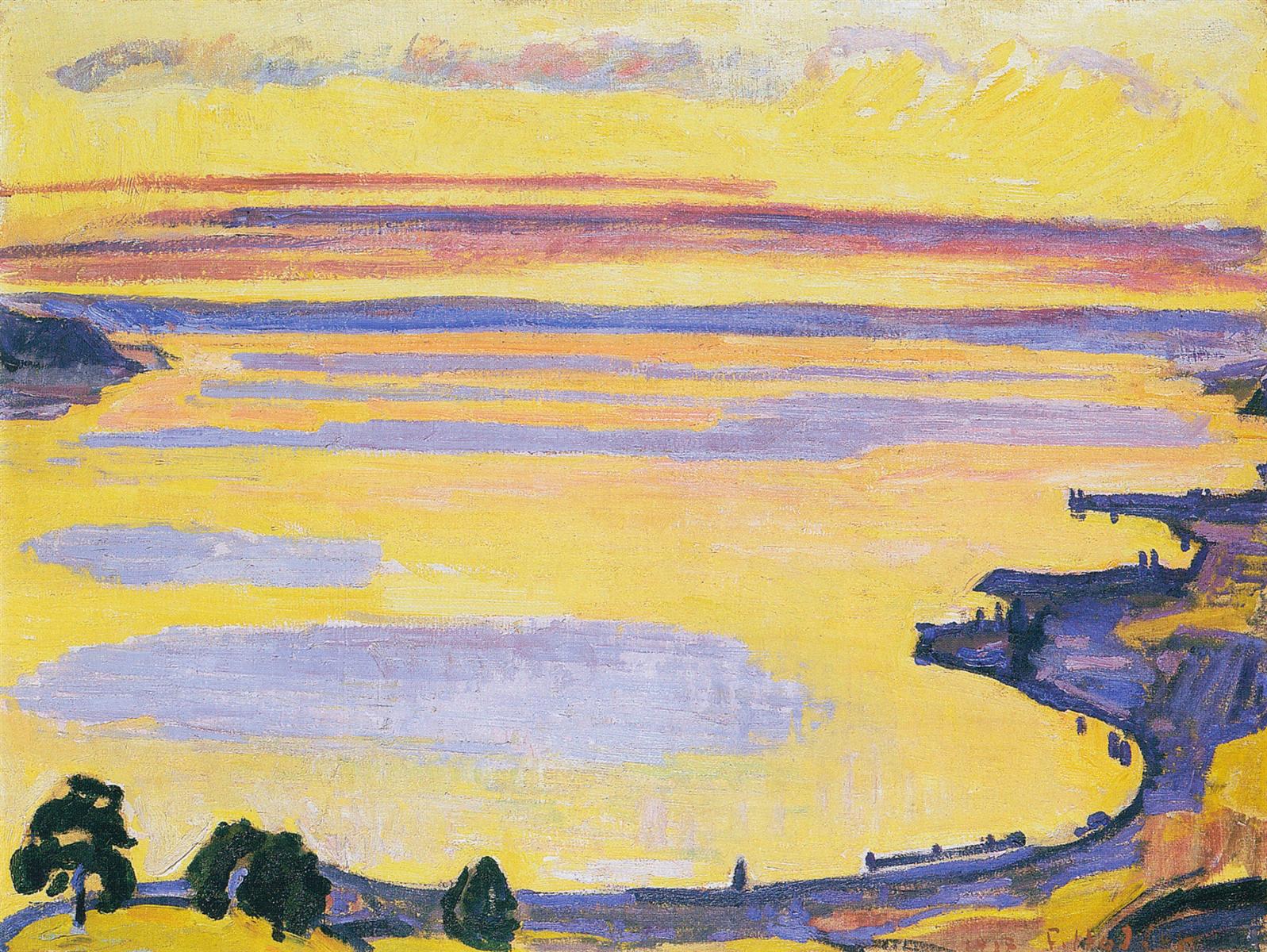 Ferdinand Hodler Sunset on Lake Geneva from the Caux 1917 Fine Art Print