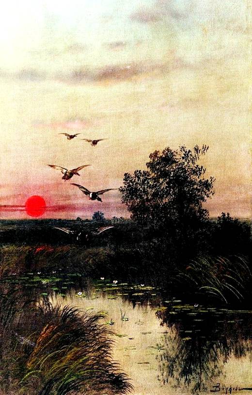 Efim Volkov Sunset over the Lake 1883 Fine Art Print