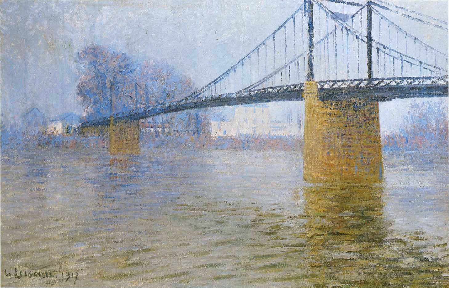 Gustave Loiseau Suspended bridge at Triel 1917 Fine Art Print