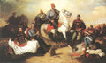 Károly Lotz Táborozó Huszártisztek 1857 Fine Art Print