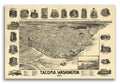 Tacoma WA Historic Panoramic Town Map Vintage 1893 Fine Art Print