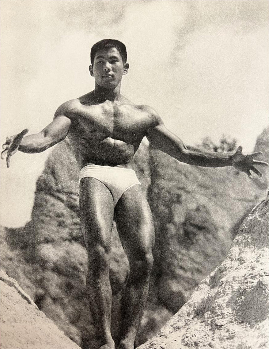 {{ product_title }} Fine Art Print | {{ product_vendor }} Jakero77 Tamotsu Yato Jun Shigemura Horai Gorge 1967 Japan Bodybuilder Fine Art Print Art Print  Jakero77