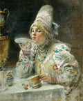 Konstantin Makovsky Tea Drinking 1914 Fine Art Print