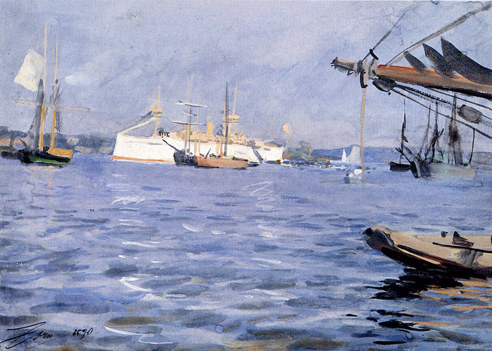 Anders Zorn The Battleship Baltimore In Stockholm Harbor 1890 Fine Art Print
