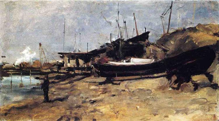 John Henry Twachtman The Boat Yard 1882 Fine Art Print