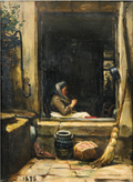 Émile Friant The Butcher's Wife knitting 1878 Fine Art Print