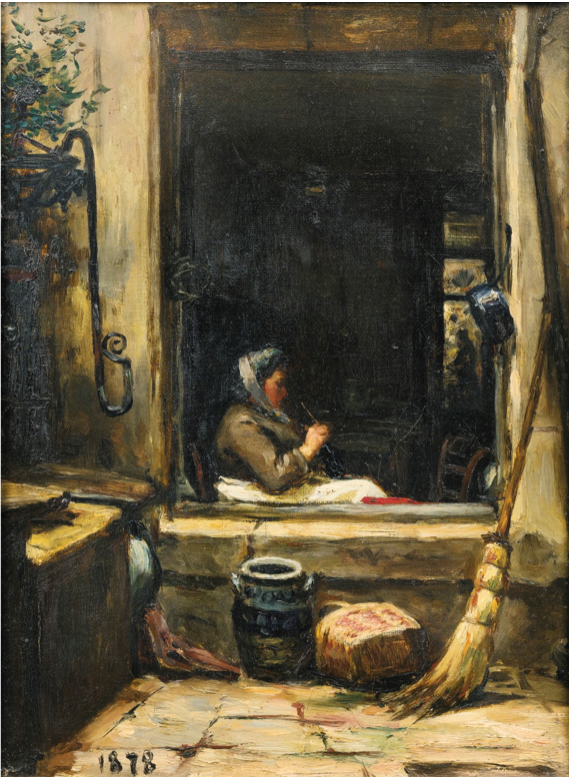 Émile Friant The Butcher's Wife knitting 1878 Fine Art Print