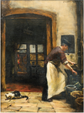Émile Friant The Butcher with His Pipe and Cat 1878 Fine Art Print