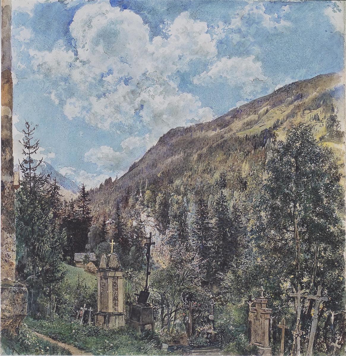 Rudolf von Alt The cemetery in Gastein 1898 Fine Art Print