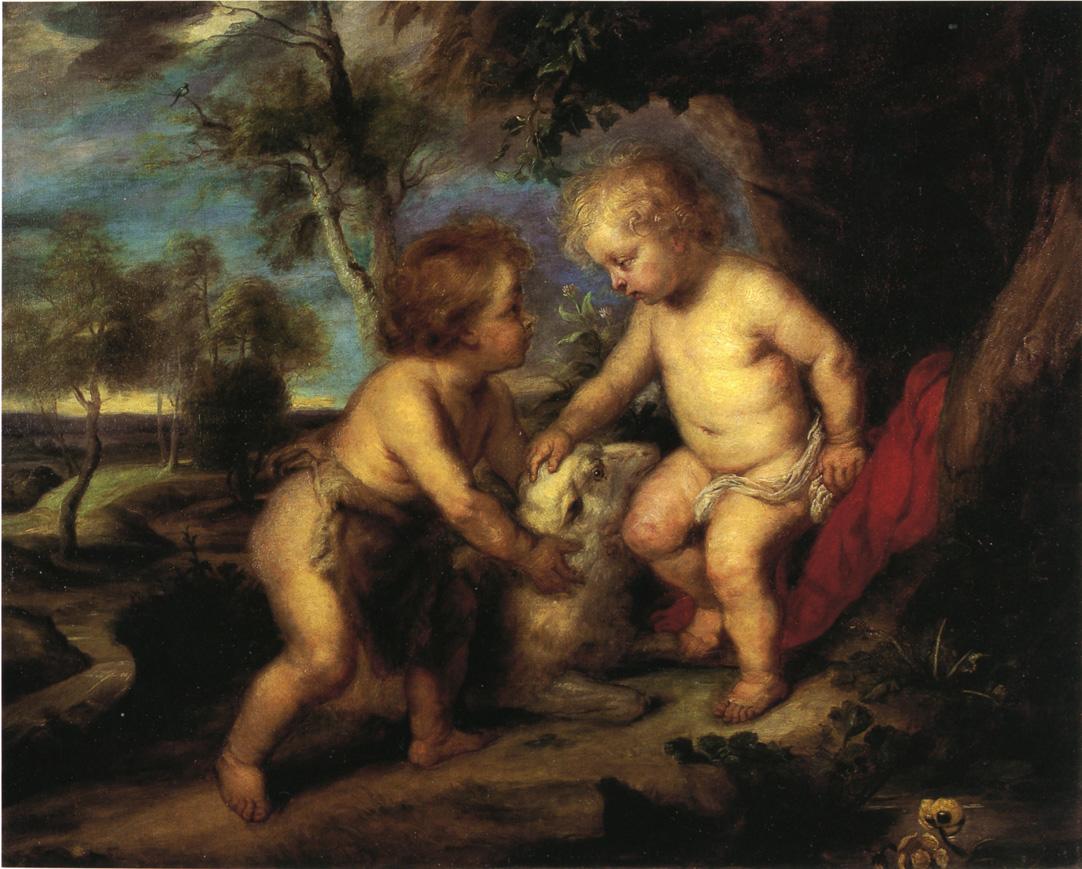 T. C. Steele The Christ Child and the Infant St. John after Rubens 1883 Fine Art Print