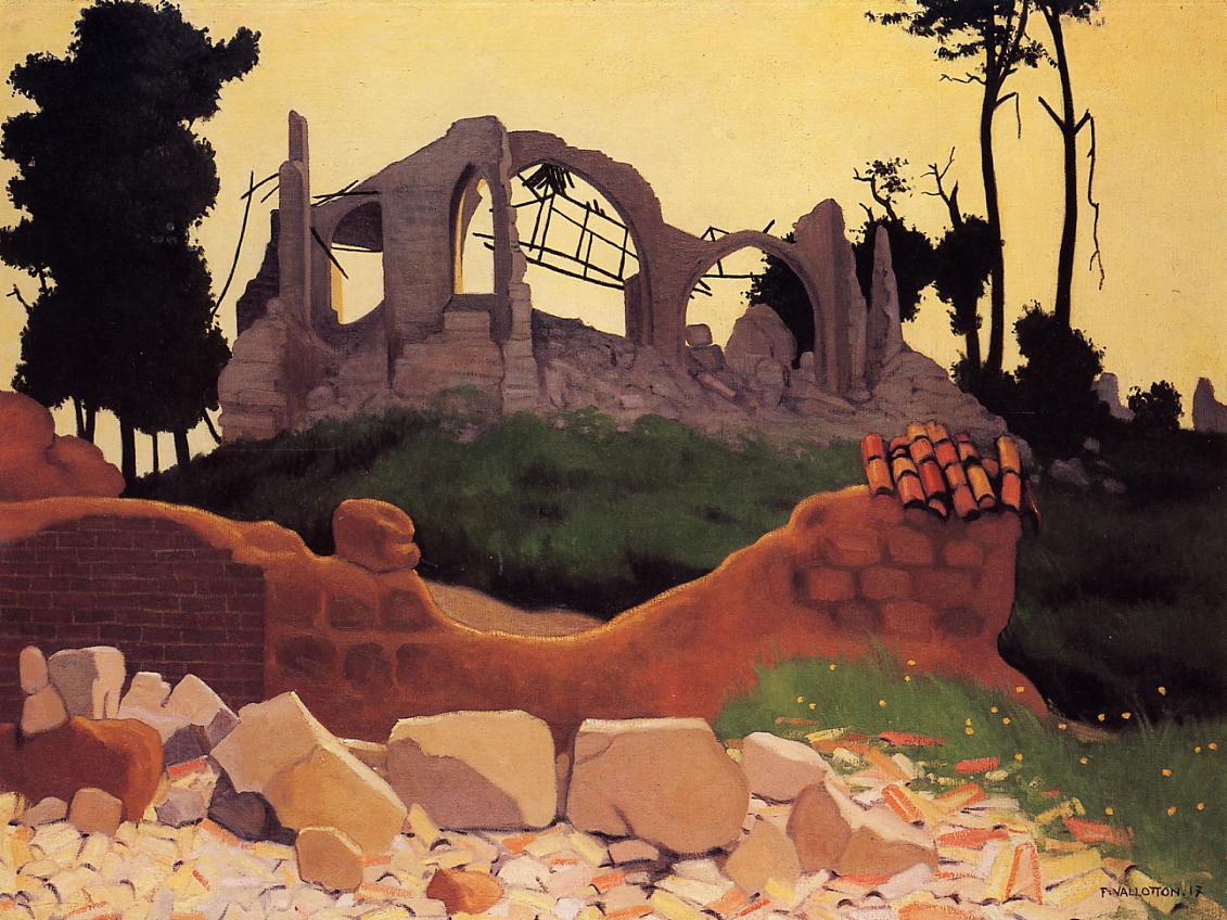 Felix Vallotton The Church of Souain in Sihlouette 1917 Fine Art Print