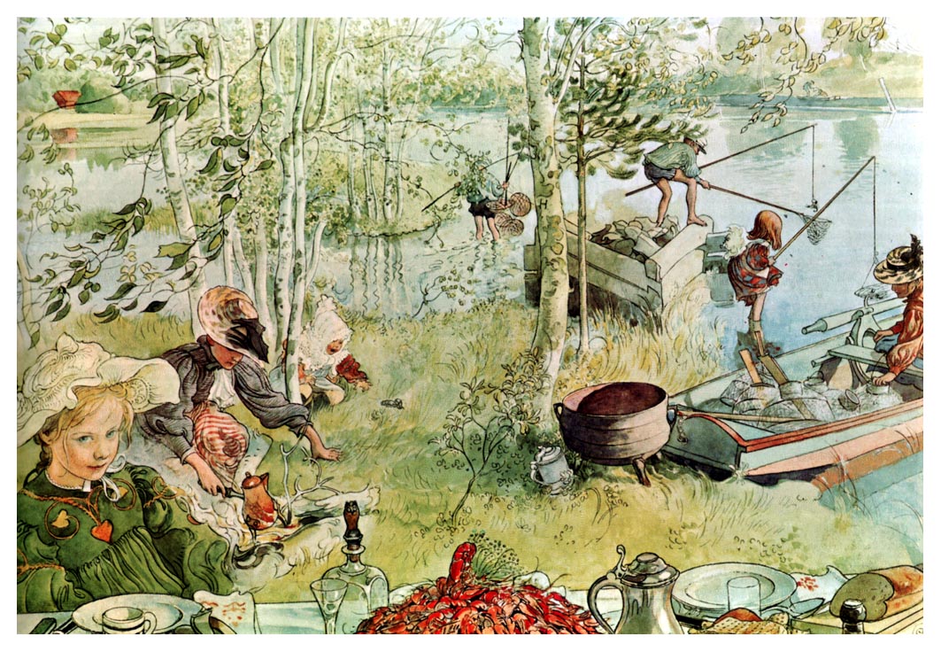 Carl Larsson The Crayfish Season Opens 1897 Fine Art Print