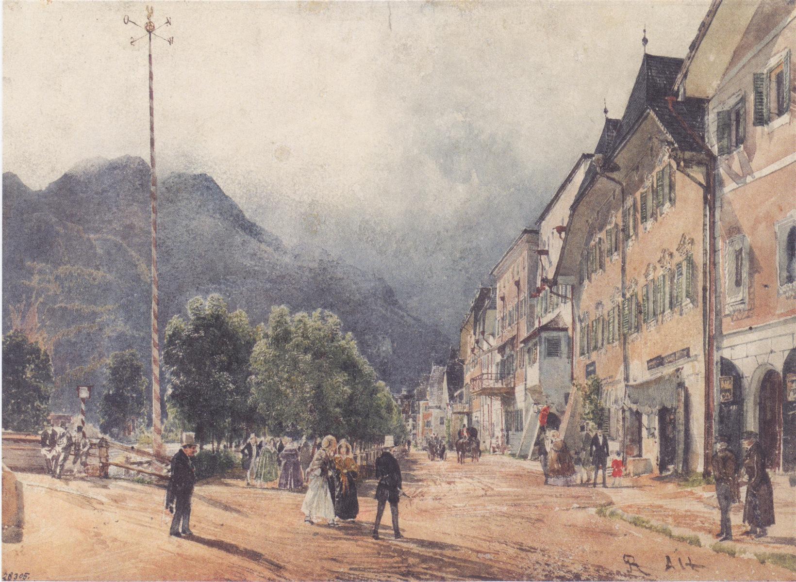 Rudolf von Alt The Esplanade in Ischl 1840 Fine Art Print