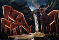 Niko Pirosmani Deer with their Fawns 1917 Fine Art Print