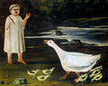 Niko Pirosmani Girl grazing a Goose with Goslings 1917 Fine Art Print
