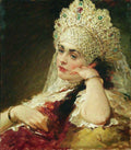Konstantin Makovsky The Girl in Pearl Necklace 1880-1890 Fine Art Print