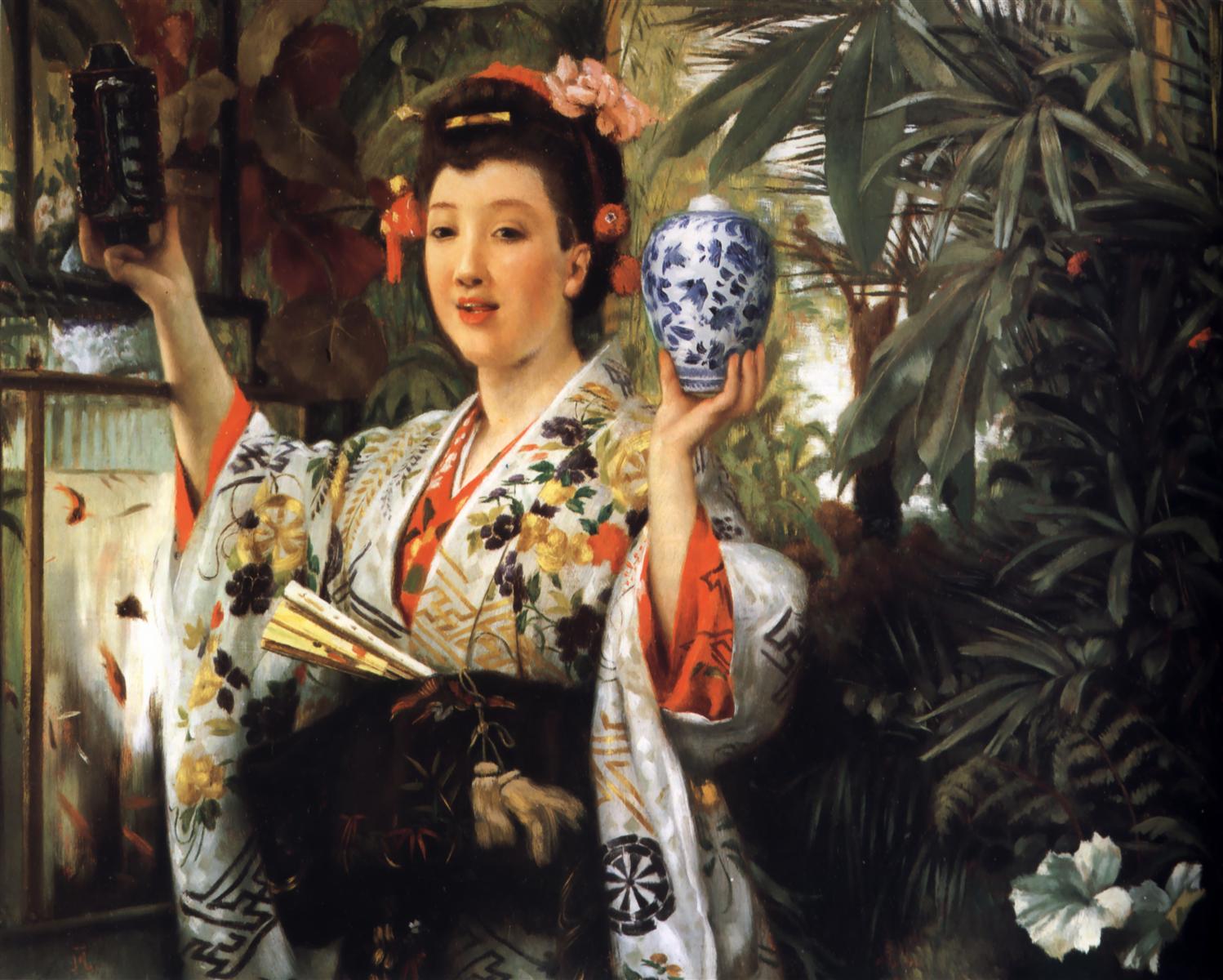James Tissot The Japanese Vase 1870 Fine Art Print