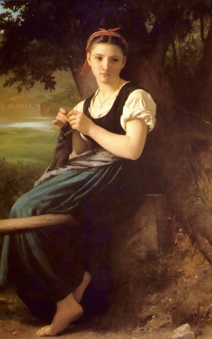 William-Adolphe Bouguereau The Knitting Girl 1869 Fine Art Print