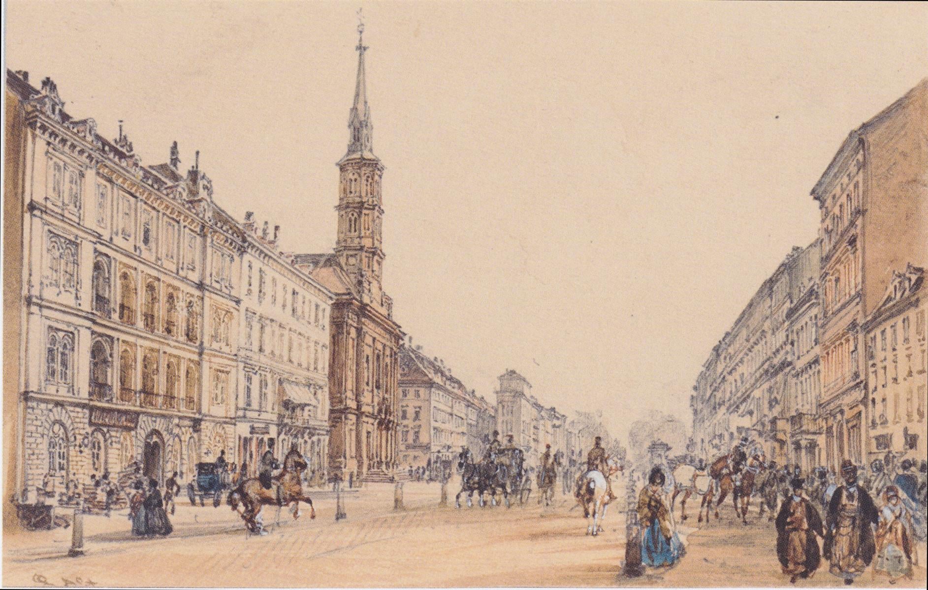 Rudolf von Alt The line of Hunter in Vienna 1844 Fine Art Print