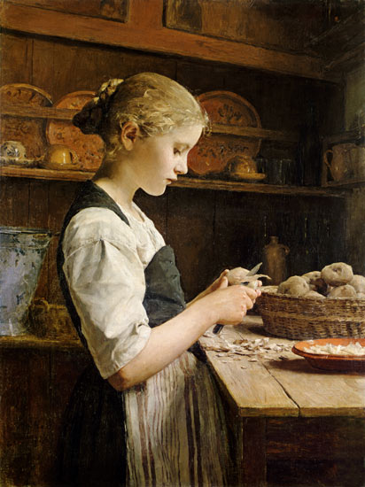 Albrecht Anker The Little Potato Peeler 1886 Fine Art Print