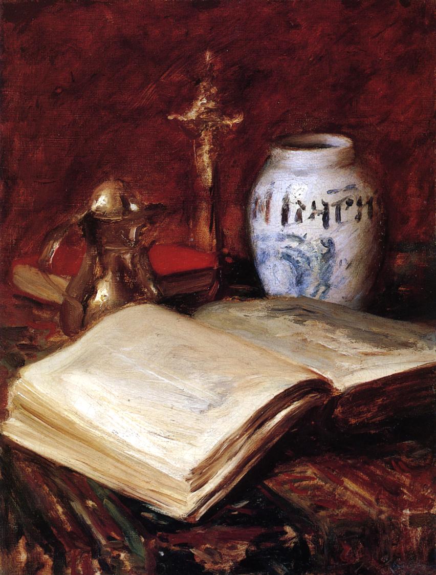 William Merritt Chase The Old Book 1908-1916  Fine Art Print