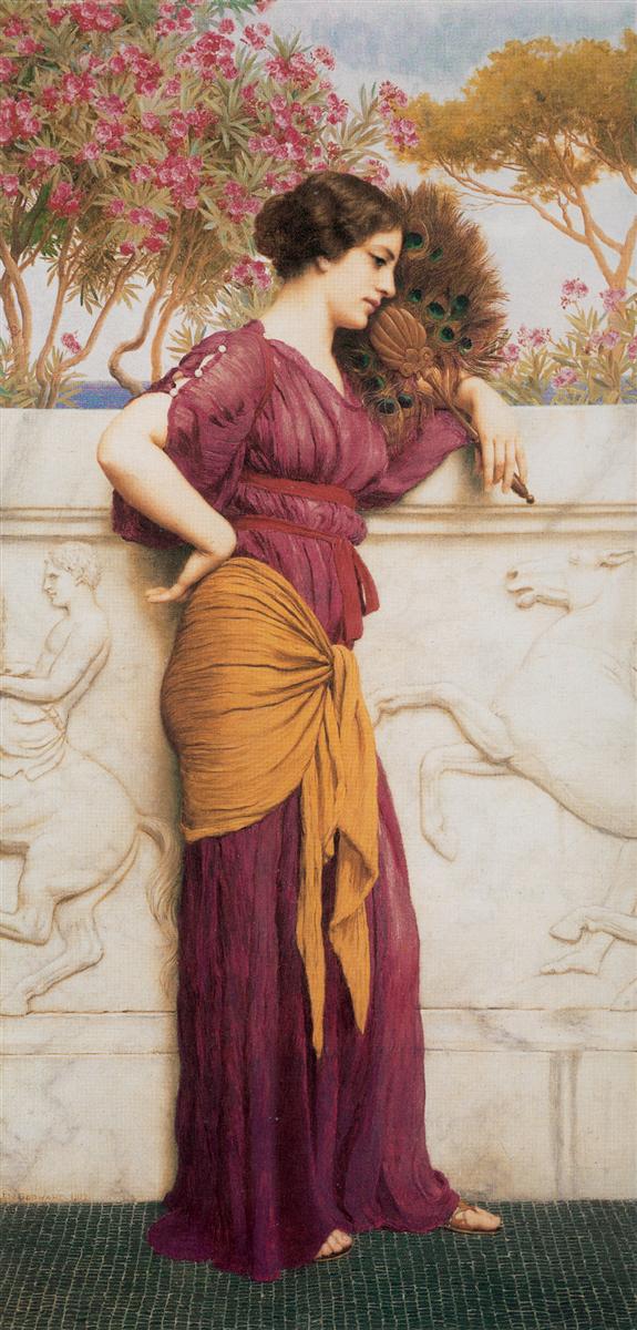 John William Godward The Peacock Fan 1912 Fine Art Print