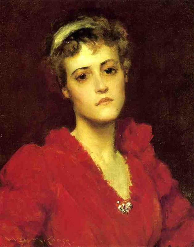 William Merritt Chase The Red Gown 1886 Fine Art Print