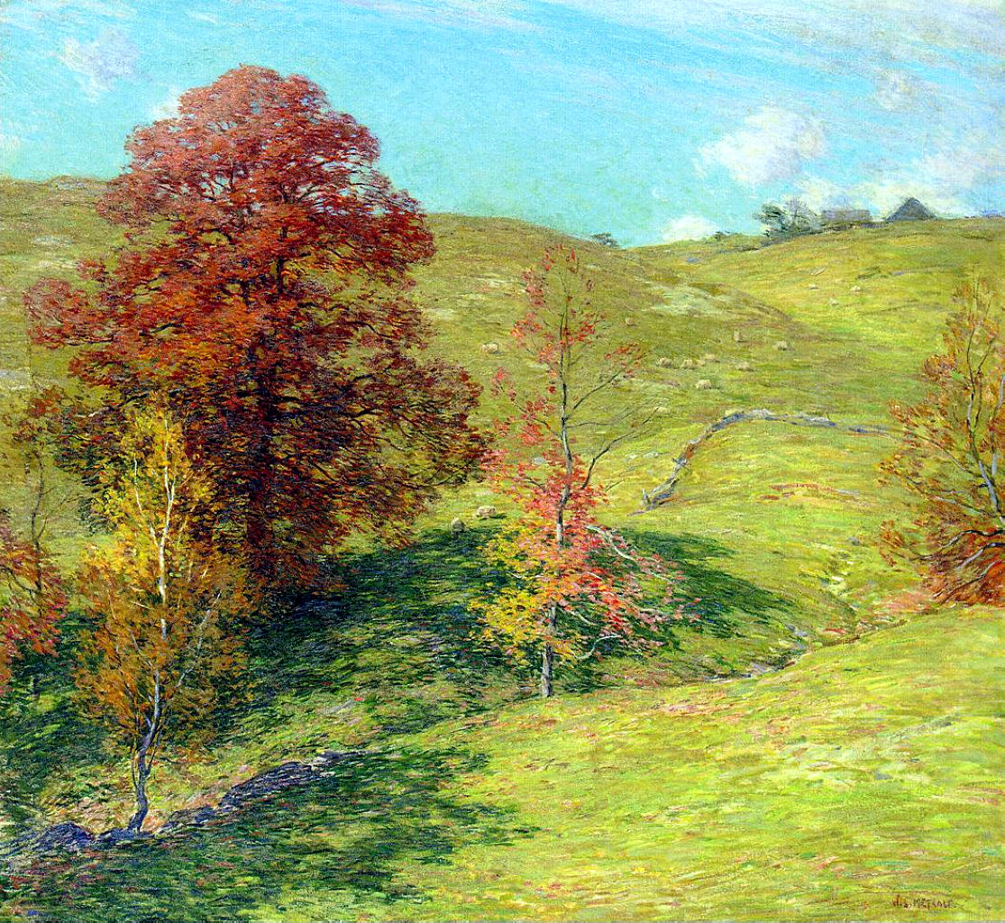 Willard Metcalf The Red Oak (no.2) 1911 Fine Art Print