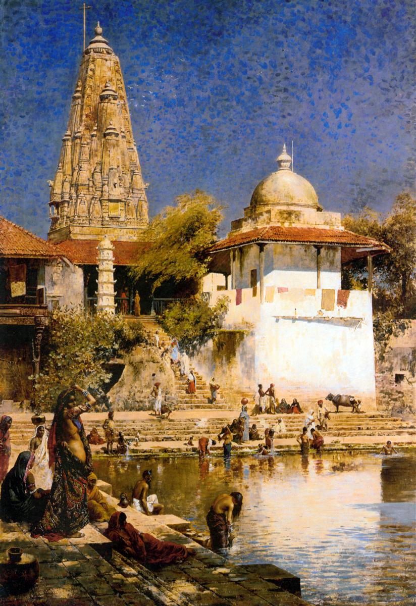 Edwin Lord Weeks The Temple and Tank of Walkeschwar at Bombay 1884 Fine Art Print