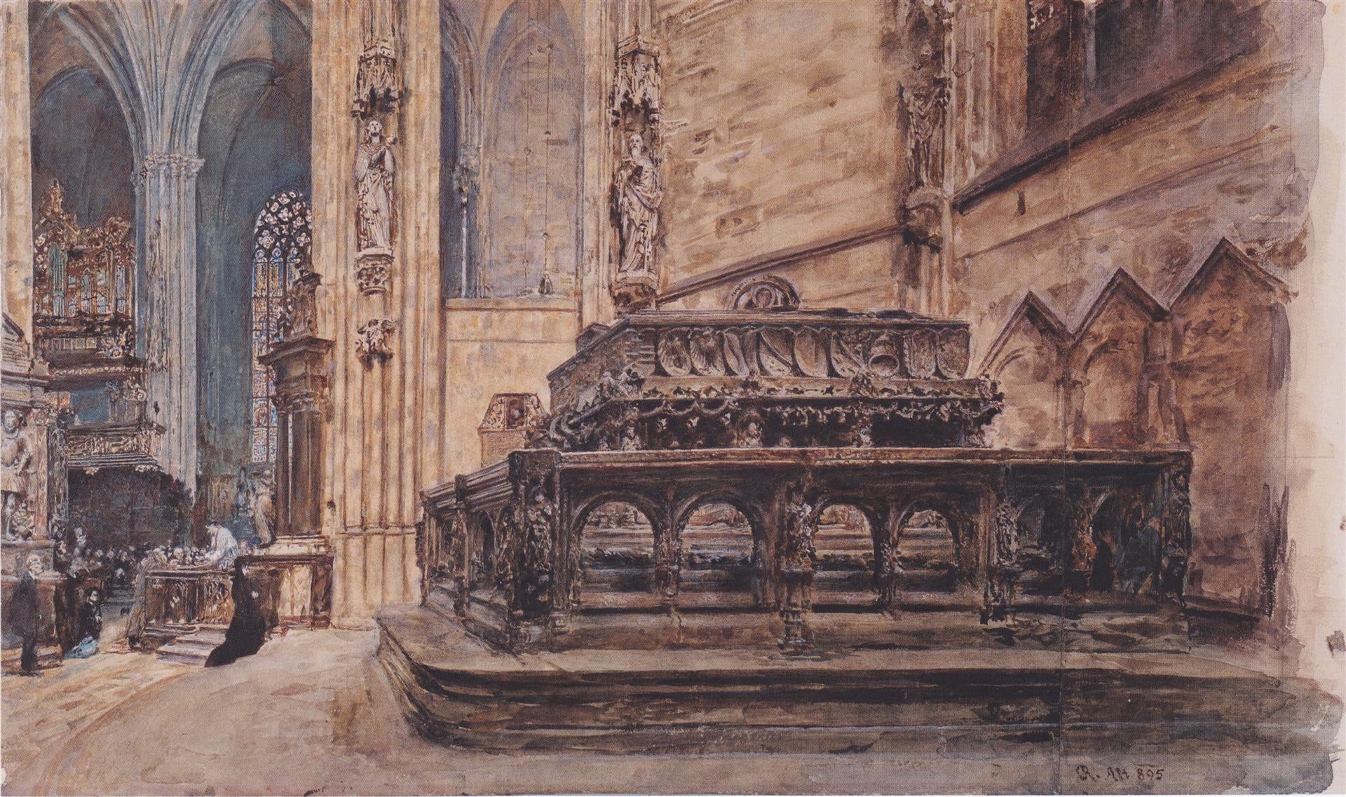 Rudolf von Alt The tomb of Emperor Frederick III in the Stephansdom in Vienna 1895 Fine Art Print