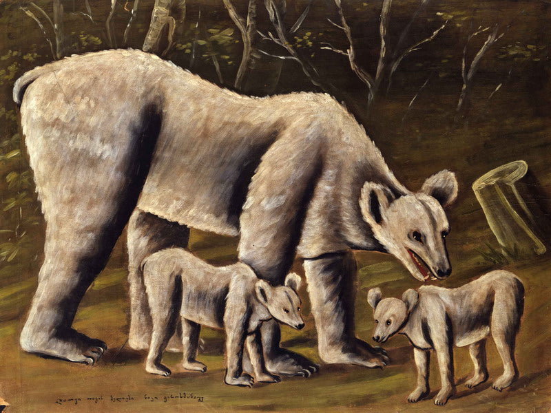 Niko Pirosmani The White Bear with Cubs 1910 Fine Art Print