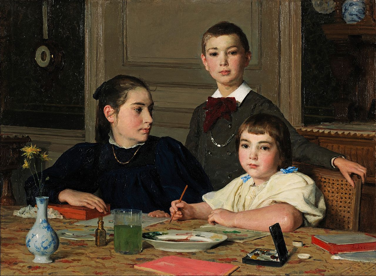 Albrecht Anker The Zaeslin siblings 1896 Fine Art Print