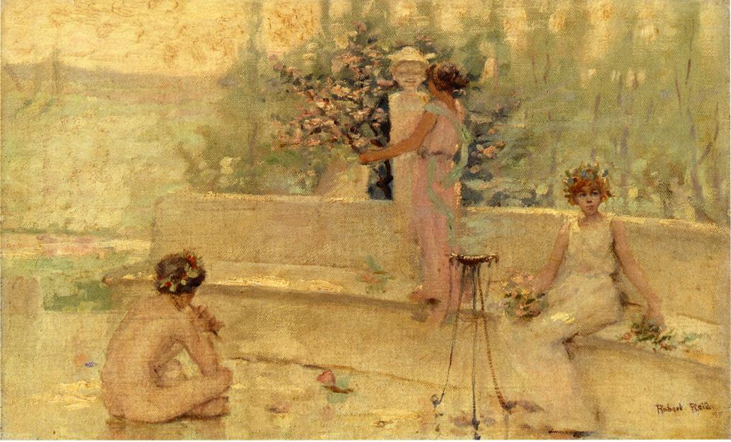 Robert Lewis Reid Three Figures in an Italian Garden 1929 Fine Art Print